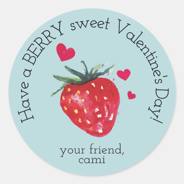 Rond Sticker pour la Saint-Valentin aux fraises sucrées (Devant)