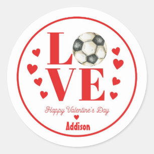 Rond Sticker pour la Saint Valentin, Soccer AMOUR