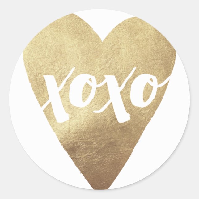 Rond Sticker pour la Saint Valentin XOXO Gilded - Blanc (Devant)