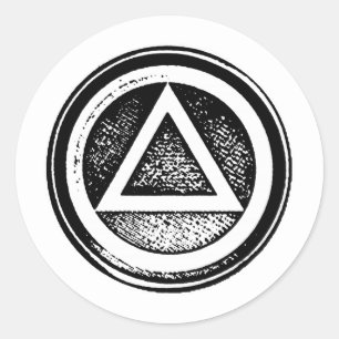 Rond Sticker pour la sobriété de récupération noir et b