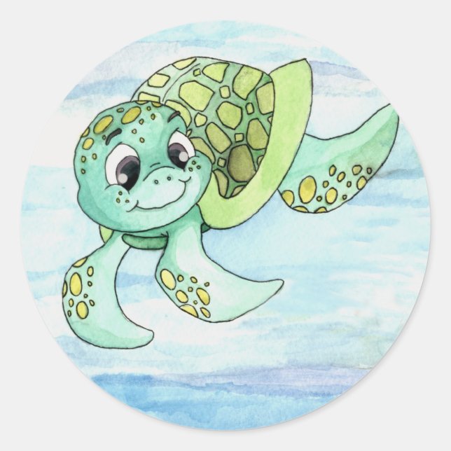 Rond Sticker pour la tortue de mer - 2 (Devant)
