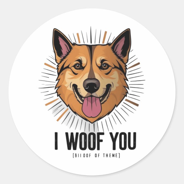 Rond Sticker pour l'amour du chien (Devant)