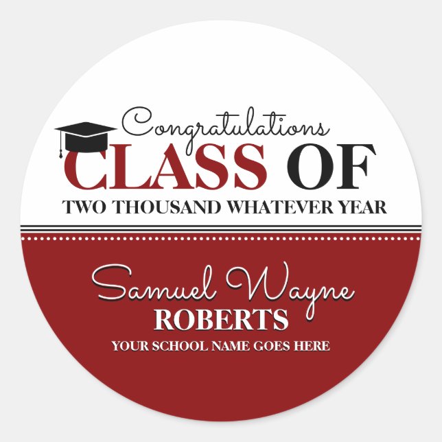 Rond Sticker pour l'année de classe rouge/blanc (Devant)