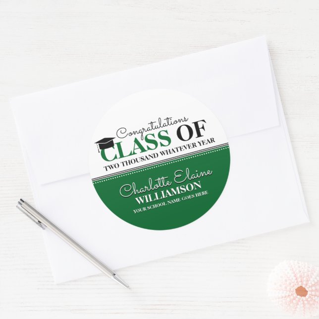 Rond Sticker pour l'année d'études Green/White (Enveloppe)