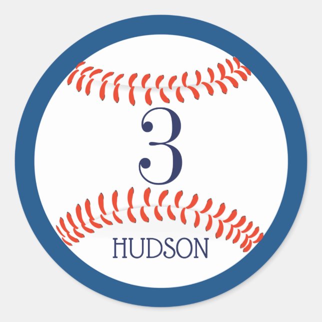 Rond Sticker pour l'anniversaire de baseball pour enfan (Devant)