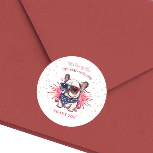 Rond Sticker pour l'anniversaire de Chien : Pawty (Créateur téléchargé)