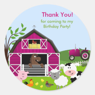 Rond Sticker pour l'anniversaire de Girl Barnyard Farm 