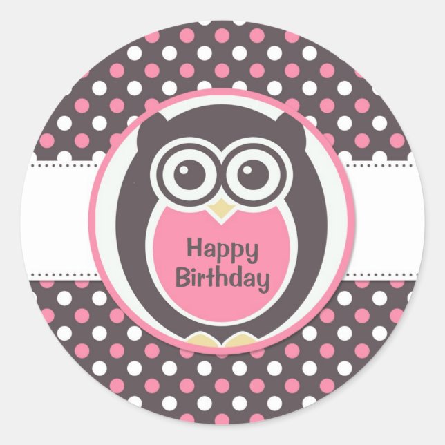 Rond Sticker pour l'anniversaire de la Chouette à point (Devant)