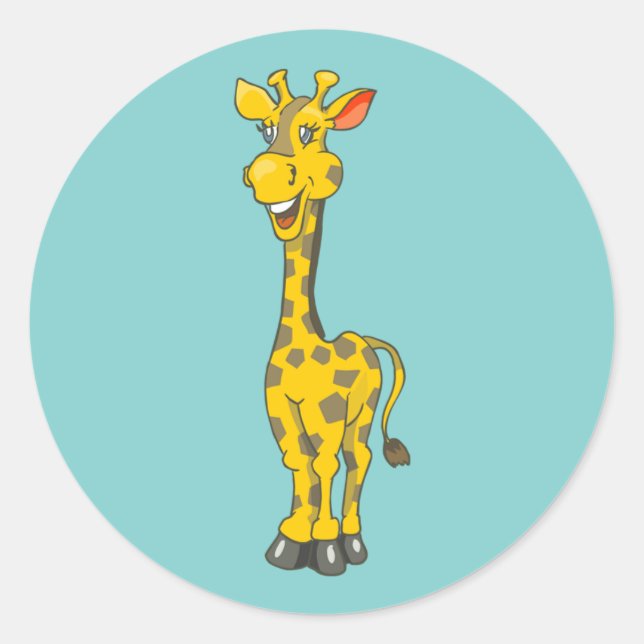 Rond Sticker pour l'anniversaire de la Giraffe (Devant)