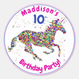 Rond Sticker pour l'anniversaire de la licorne