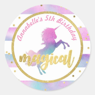 Rond Sticker pour l'anniversaire de la licorne   Partie