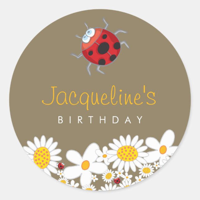 Rond Sticker pour l'anniversaire de Ladybugs et marguer (Devant)
