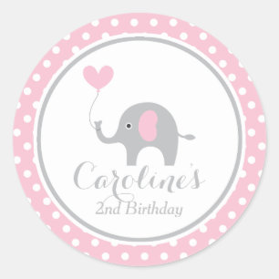 Rond Sticker pour l'anniversaire de l'éléphant doux