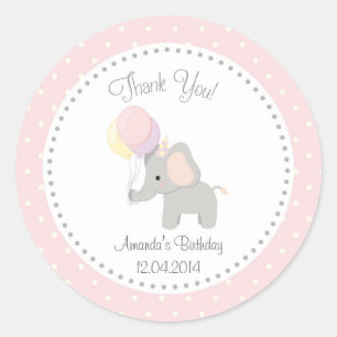 Rond Sticker pour l'anniversaire de l'éléphant mignon