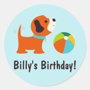 Rond Sticker pour l'anniversaire des chiots