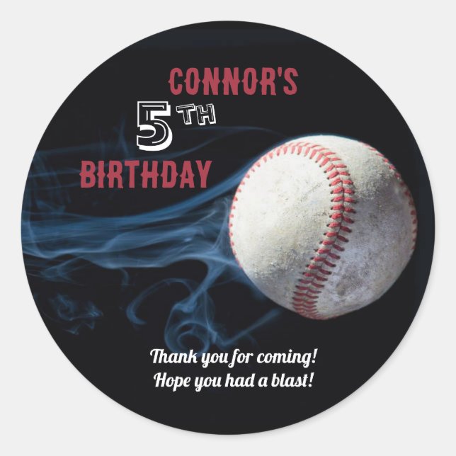 Rond Sticker pour l'anniversaire des garçons de basebal (Devant)