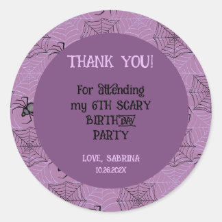 Rond Sticker pour l'anniversaire d'Halloween rose éffra