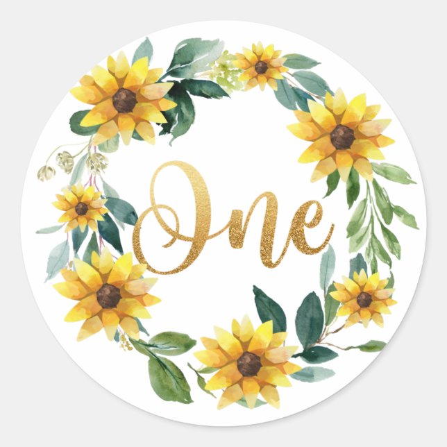 Rond Sticker pour l'anniversaire du tournesol, Sticker  (Devant)