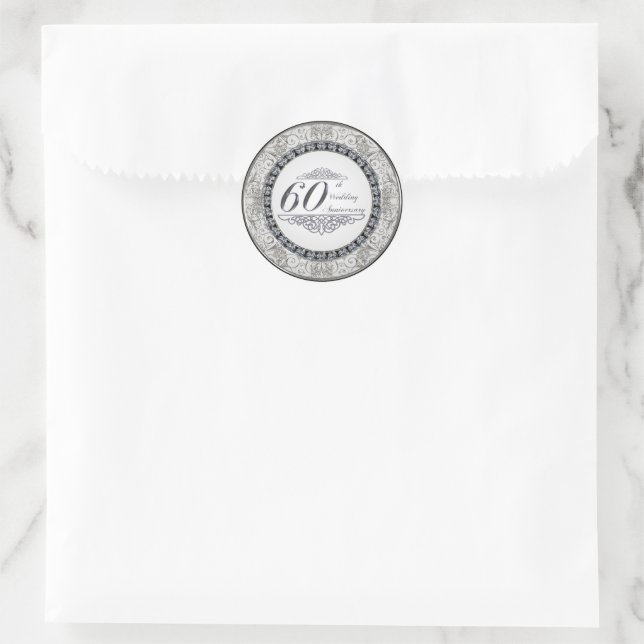 Rond Sticker pour le 60e anniversaire du Mariage (Sac)