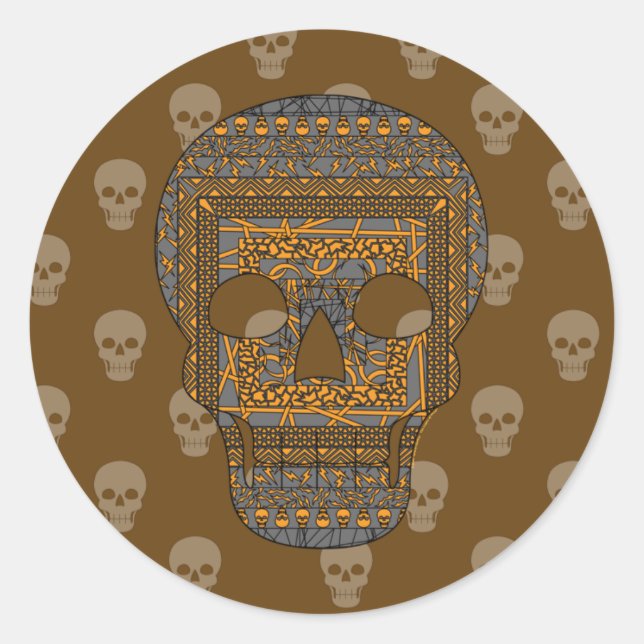Rond Sticker pour le crâne d'Halloween (Devant)