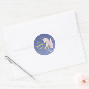 Rond Sticker pour le premier anniversaire avec licorne