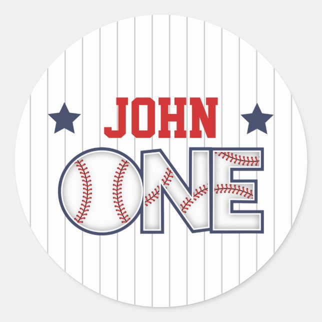 Rond Sticker pour le premier anniversaire de baseball (Devant)