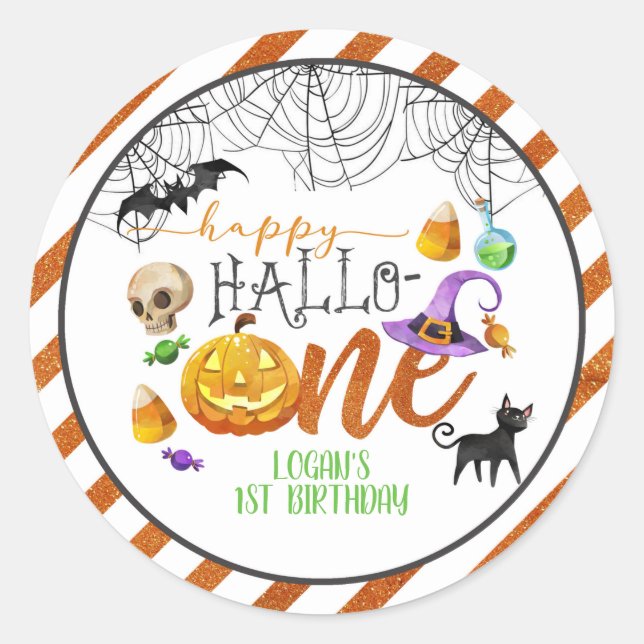 Rond Sticker pour le premier anniversaire d'Halloween - (Devant)