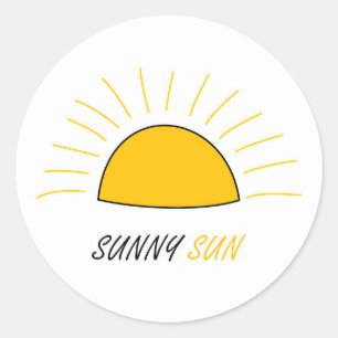 Rond Sticker pour le soleil mignon Doodle