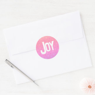 Rond Sticker pour l'enveloppe de Noël rose moderne Joy