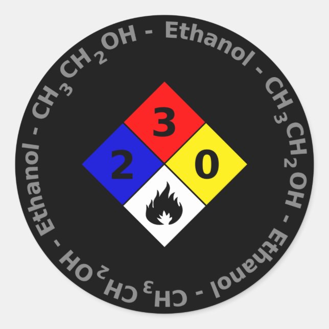 Rond Sticker pour les fiches signalétiques d'éthanol (Devant)