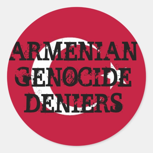 Rond Sticker pour les négationnistes du génocide arméni (Devant)