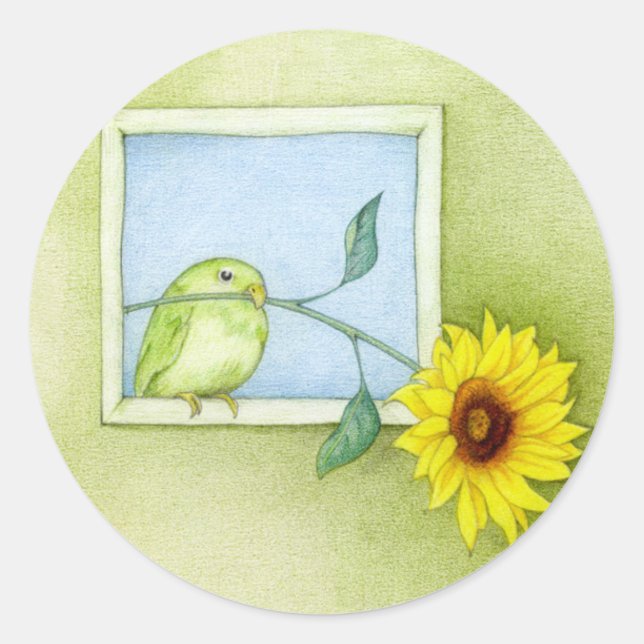 Rond Sticker pour les oiseaux de tournesol (Devant)