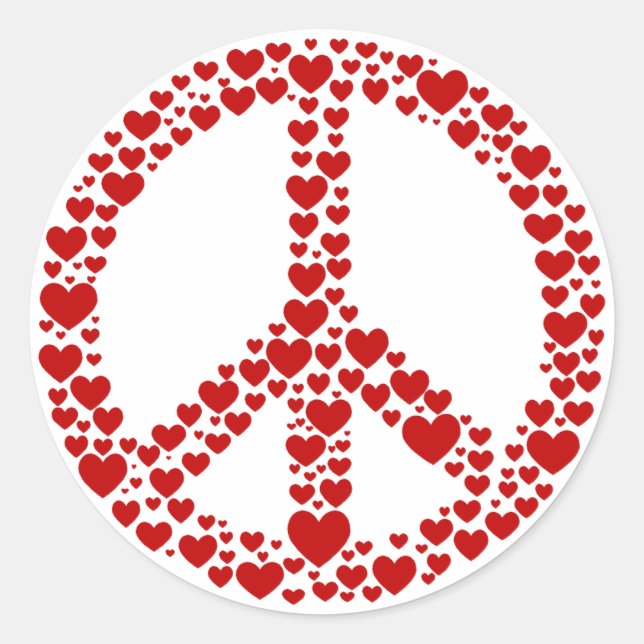 Rond Sticker pour les signes de paix Red Hearts (Devant)