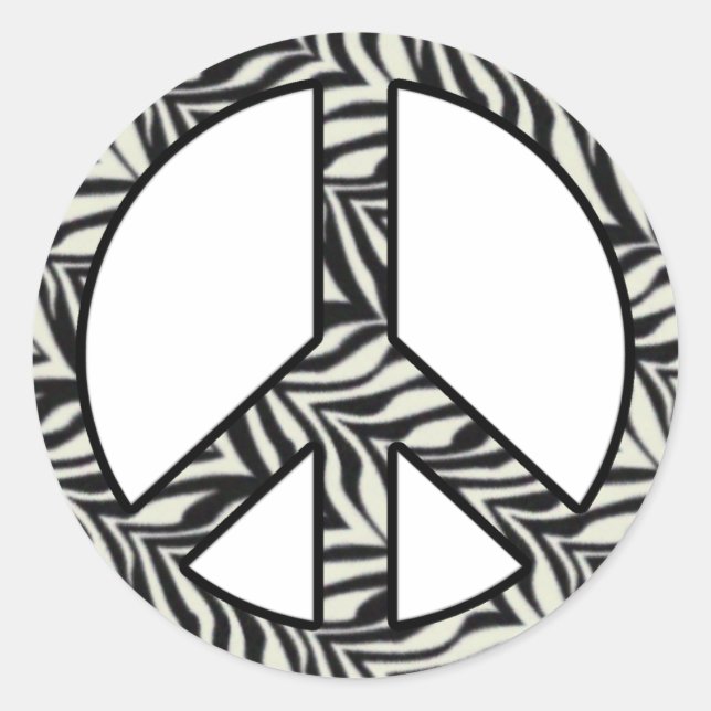 Rond Sticker pour les signes de paix Zebra Print (Devant)
