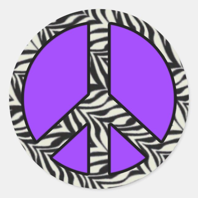 Rond Sticker pour les signes de paix Zebra Print (Devant)