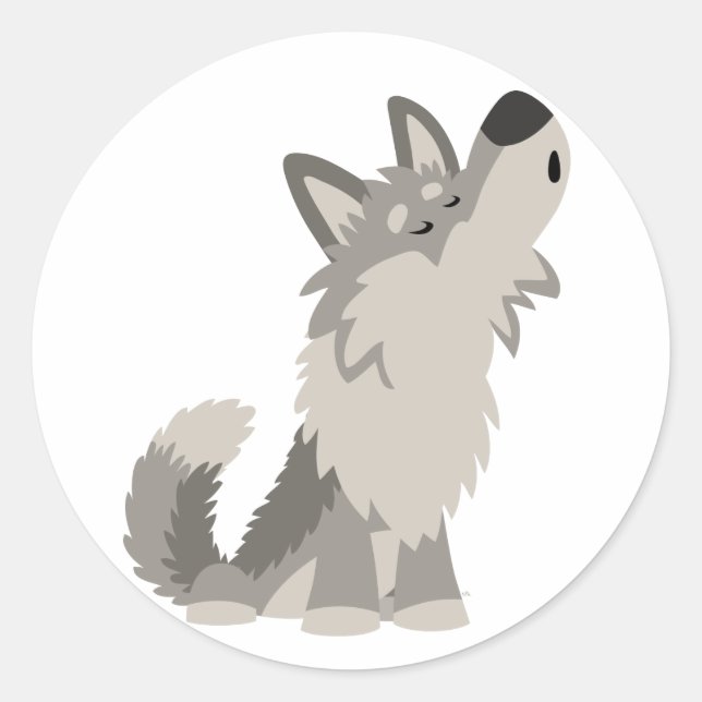 Rond Sticker pour loup de caricature mignon Howte (Devant)