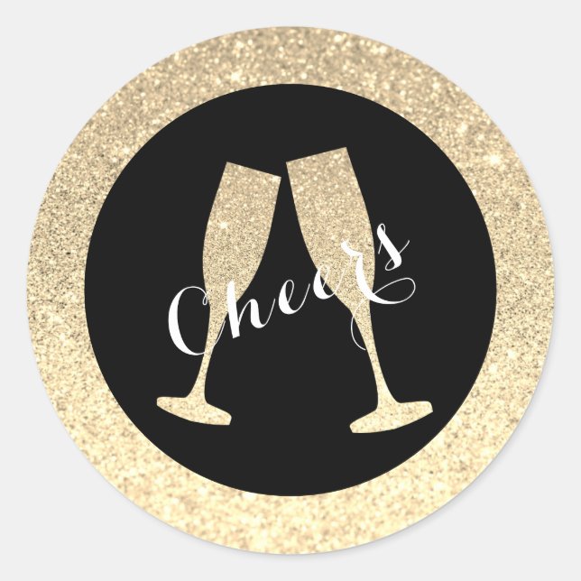 Rond Sticker pour Lunettes de Champagne Parties scintil (Devant)