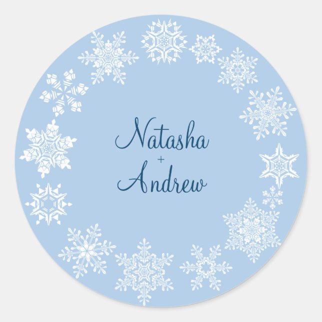 Rond Sticker pour Mariage Enveloppe Sceau de flocons d' (Devant)