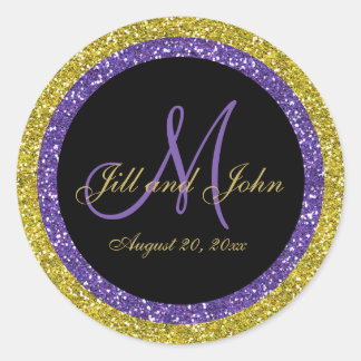 Rond Sticker pour Mariage Monogram Seals parties scinti