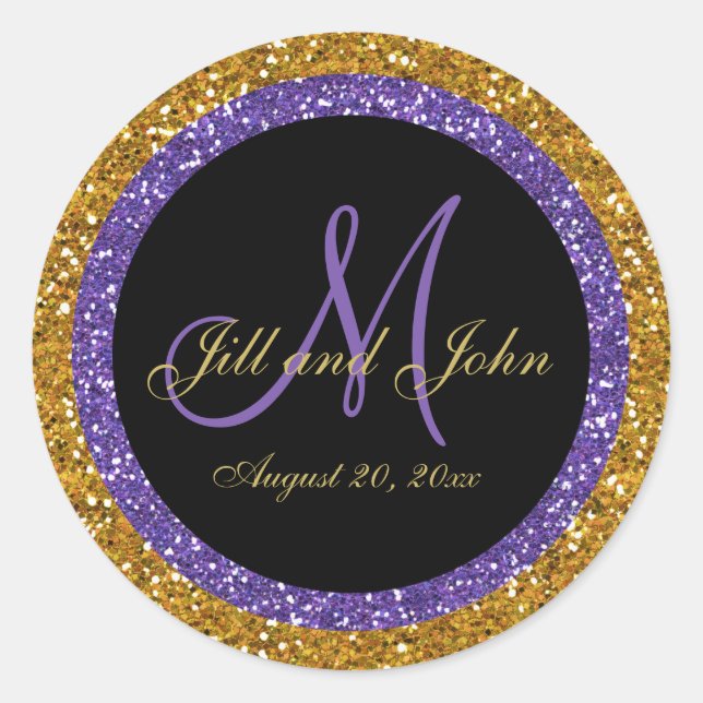 Rond Sticker pour Mariage Monogram Seals parties scinti (Devant)
