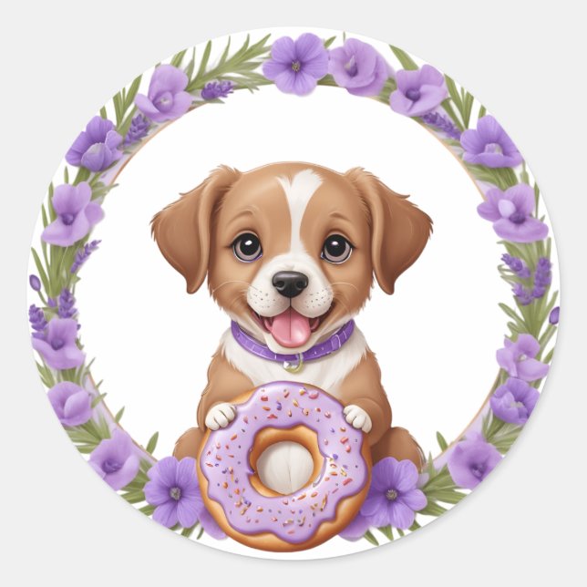 Rond Sticker pour marionnette à lavande affamée (Devant)