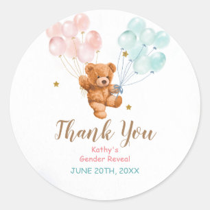 Rond Sticker pour Merci rose et bleu pour le sexe de l'