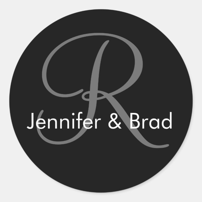 Rond Sticker pour monogramme pour mariée mariage (Devant)