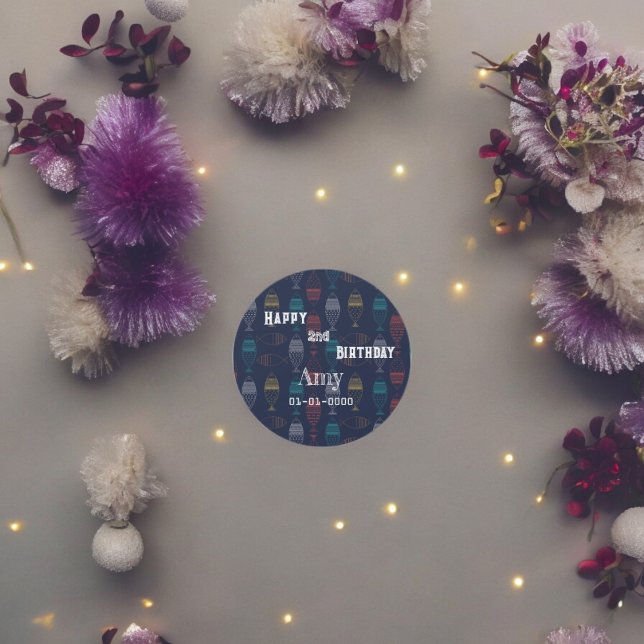 Rond Sticker pour Motif de poisson multicolore (Tribal Fish party theme sticker,birthday party sticker,gift pack,envelope,return gift sticker)