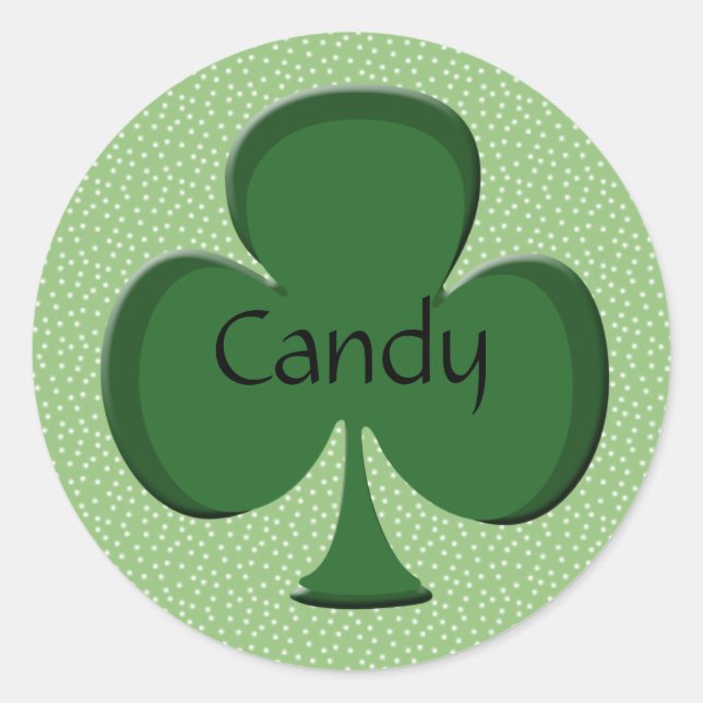 Rond Sticker pour nom de Shamrock de bonbons / Sceau (Devant)