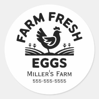Rond Sticker pour oeufs frais de ferme personnalisés