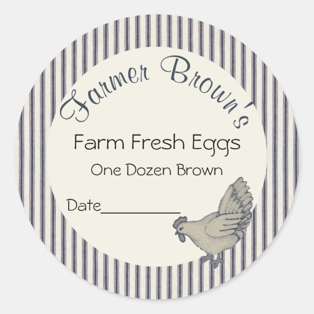 Rond Sticker pour oeufs frais de ferme vintage (Devant)