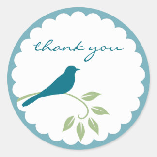Rond Sticker pour oiseaux bleus - Merci