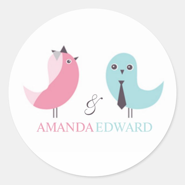 Rond Sticker pour oiseaux de mariée et de champignon ma (Devant)