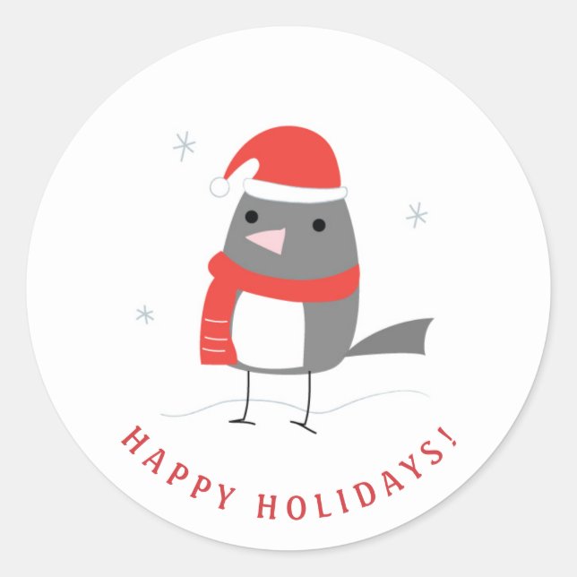 Rond Sticker pour oiseaux d'hiver (Devant)